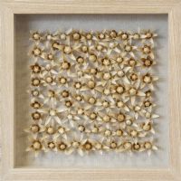 Natural Wood & Cream Flowers Shadow Box 3D Wall Art UASB1325 Wall Decoration