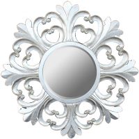 High Quality Wood Wall Carved Silver Frame Art Mirror