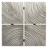 Wholesale Modern Silver Wood Carving Wall Art Sculpture UASW2024 Abstract Wave Artwork