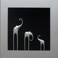 Wholesale Modern A Sets of 3D Shadow Box Resin Elephants MDF Framed Artwork