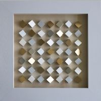 Wholesale Modern 3D Shadow Box Wall Art UASB1111A Mosaic Squares White MDF Frame