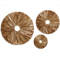 Modern Wood Carving Golden 3D Wall Art Sculpture Decoration