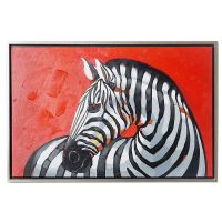 Wholesale 100% Handpainted Animal Oil Paintings CAFA5170 Zebra Framed Art Paintings With Silver Frame
