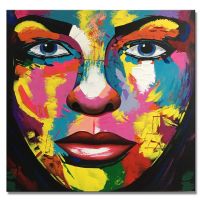 100% Handmade UACA6243 Beautiful Lady Face Pop Art Painting On Canvas