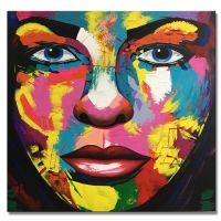 100% Handmade UACA6243 Beautiful Lady Face Pop Art Painting On Canvas