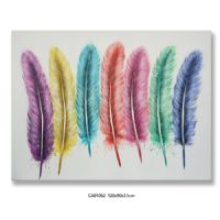 handpainted UACA6020 Colorful Feather Canvas Wall Art Paintings