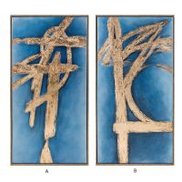 Abstract Blue and Gold leaf Canvas Wall Art CAFA5054 Modern Framed Artwork for Wall Decoration