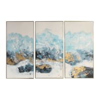 Wholesale 100% Handpainted 3 Pcs Modern Framed Artwork CAFA5045 Abstract Gold Leaf Oil Paintings for Home Decoration