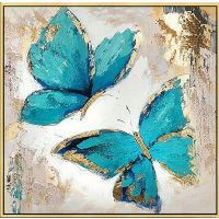 Wholesale 100% handpainted modern gold foil butterfly oil paintings CAFA5247 framed wall art