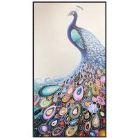 Handpainted proud of peacock oil paintings CAFA5034 colorful framed art paintings