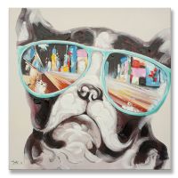 handpainted animal dogs canvas wall art