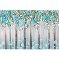 handpainted gold foil forest oil paintings UACA6013 Blue Painting