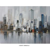 Handpainted UACA6011 Modern Cityscape Brige Canvas Art Paintings