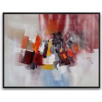 100% Handpainted CAFA5155 Abstract Mix Red Color Framed Art