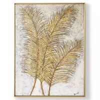 Golden Leaf Oil Painting CAFA5066 Modern Texture Framed Art Abstract Paintings