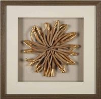 Wholesale 3D Shadow Box UASB1339 Foiled Wood Radial Brown Framed Artwork