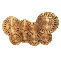 Wholesale Modern Sunburst Golden Wood Carving Wall Art UASW2074 Abstract Wall Sculpture