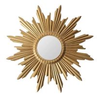 Modern Wood Carving Sunburst Wall Art Mirror UAMR3008 Abstract Gold Mirror