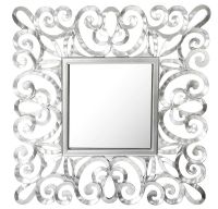 Wholesale Modern Wood Carving Decorative Silver Wall Art Mirror UAMR3014 Decor Mirror