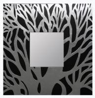 Modern Wood Carving 3D Wall Art Mirror UAMR3043 Black and Silver Decorative Wall Mirror