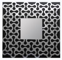 Wholesale Modern Wood Carving 3D Wall Art Mirror Decorative Black and Silver Art Mirror