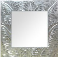 Wholesale Modern Wood Carving 3D Wall Art Mirror UAMR3047 Silver Leaf Decorative Mirror