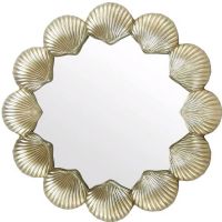 Modern Wood Carving 3D Wall Art Decorative Seashell Wall Mirror