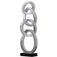 Wholesale Modern Wood Carving 3D Silver Circle Table Art Sculpture