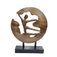 Antique Wood Carving 3D Sport Sculpture UATB4046 Table Art Sculpture Artwork