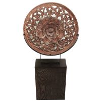 Wholesale Antique Chinese Flower 3D Wood Carving Table Art Sculpture