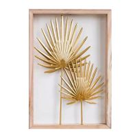 Wholesale Modern 3D Shadow Box UASB1432 Gold Leave Wall Art Wood Framed Wall Decoration