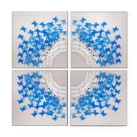 Wholesale Modern 3D Shadow Box Blue Butterfly Wall Art Decoration With Acrylic Framed 4Pcs A set