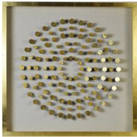 Wholesale Modern 3D Shadow Box UASB1304 Gold Leaf Wood Circle Abstract Wall Art Sculpture for Home Decoration With Gold Frame