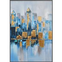 Wholesale 100% Handpainted CAFA5088 Modern Golden Leaf Oil Paintings Cityscape Paintings