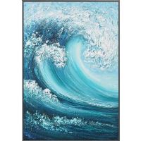 Wholesale modern 3d blue wave oil paintings CAFA5100 modern framed art paintings