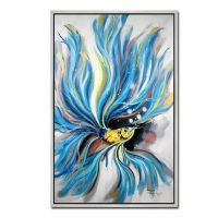 Wholesale modern blue fish oil paintings CAFA5120 abstract canvas wall art paintings