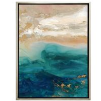 Modern Blue Sky Oil Paintings CAFA5153 Embellish Gold Foil Oil Paintings for Home Decoration