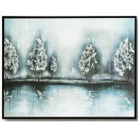 Handpainted CAFA5180 modern blue forest oil paintings framed art paintings