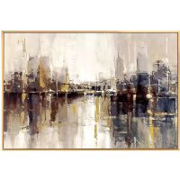 Modern Gold Foil Cityscape Oil Paintings CAFA5191 Framed Wall Art Abstract Wall Paintings