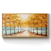 Handpainted CAFA5196 Landscape Oil Paintings Modern Gold Forest Oil PaintingsFramed Artwork