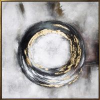 Wholesale Modern Golden Foil Circle Oil Paintings CAFA5243 Abstract Framed Wall Art Paintings