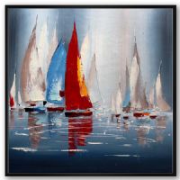 Wholesale 100% Handpainted CAFA5257 Modern Sailing Oil Paintings Abstract Landscape framed Artwork