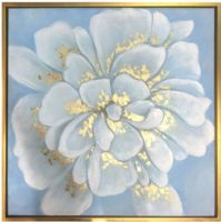 Wholesale Modern Gold Foil Oil Paintings CAFA5262 Abstract Blue Flower Wall Art Paintings With Gold Frame