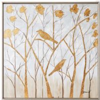 handpainted CAFA5266 golden leaf birds canvas art modern framed art paintings