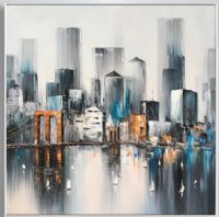 Handpainted CAFA5271 Modern Cityscape Wall art Modern CA-F 2048 Framed Artwork