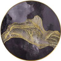Handpainted CAFA5281 Modern Gold Circle Oil Paintings Framed Wall Art Decoration