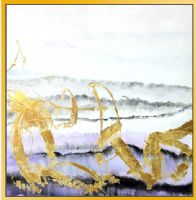 handpainted CAFA5272 gold foil oil paintings modern canvas framed art modern wall paintings