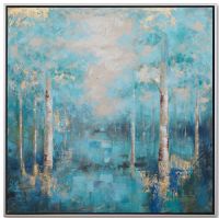 Handpainted CAFA5276 abstract blue forest oil paintings modern canvas wall art landscape framed wall art