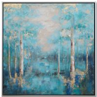 Handpainted CAFA5276 abstract blue forest oil paintings modern canvas wall art landscape framed wall art