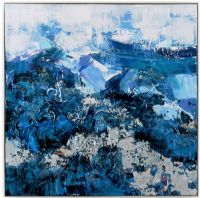 Wholesale Modern Blue Oil Paintings CAFA5312 Abstract Landscape Framed Art Paintings